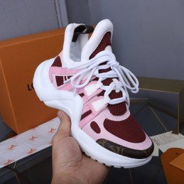 Replica Louis Vuitton White Dark Burgundy Archlight Trainers Sneakers