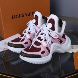 Replica Louis Vuitton White Dark Burgundy Archlight Trainers Sneakers