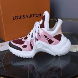 Replica Louis Vuitton White Dark Burgundy Archlight Trainers Sneakers