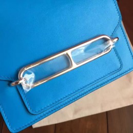 Replica Hermes Blue Roulis 18 Bag Palladium Chain