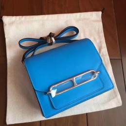 Replica Hermes Blue Roulis 18 Bag Palladium Chain
