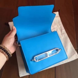 Replica Hermes Blue Roulis 18 Bag Palladium Chain