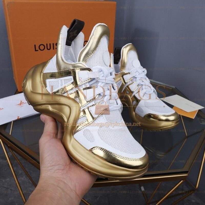 Replica Louis Vuitton Gold White Archlight Trainers Sneakers