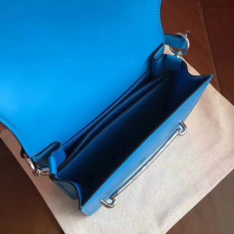 Replica Hermes Blue Roulis 18 Bag Palladium Chain