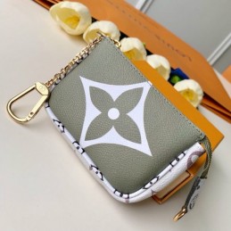 Replica Louis Vuitton White Taupe Oversized Monogram Chain Key Pouch