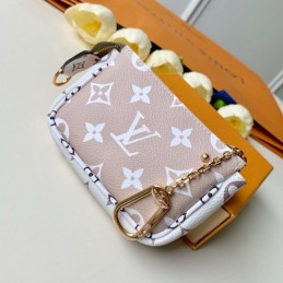 Replica Louis Vuitton White Taupe Oversized Monogram Chain Key Pouch