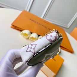 Replica Louis Vuitton White Taupe Oversized Monogram Chain Key Pouch