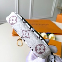 Replica Louis Vuitton White Taupe Oversized Monogram Chain Key Pouch