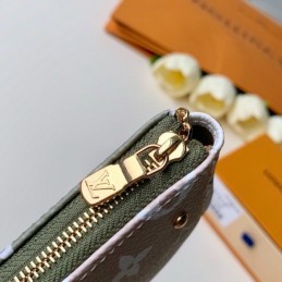 Replica Louis Vuitton White Taupe Oversized Monogram Chain Key Pouch
