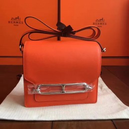 Replica Hermes Orange Roulis 18 Bag Palladium Chain
