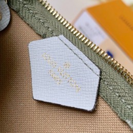 Replica Louis Vuitton White Taupe Oversized Monogram Chain Key Pouch