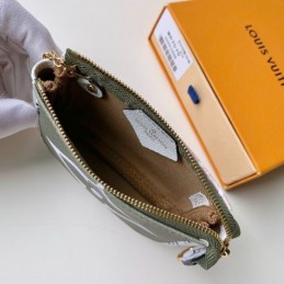 Replica Louis Vuitton White Taupe Oversized Monogram Chain Key Pouch