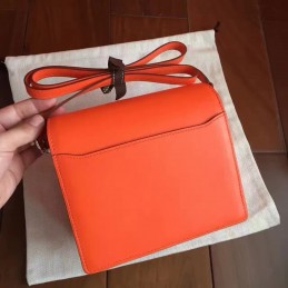 Replica Hermes Orange Roulis 18 Bag Palladium Chain