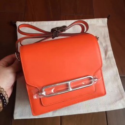 Replica Hermes Orange Roulis 18 Bag Palladium Chain