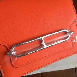 Replica Hermes Orange Roulis 18 Bag Palladium Chain