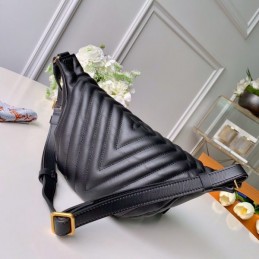 Replica Louis Vuitton Black Quilted New Wave Bumbag