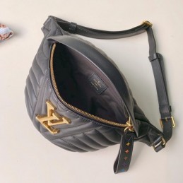 Replica Louis Vuitton Black Quilted New Wave Bumbag
