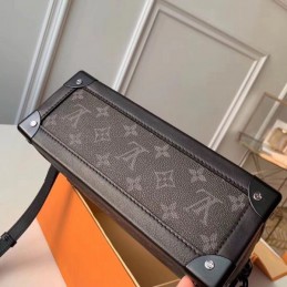 Replica Louis Vuitton Dark Brown Monogram Black Trim Soft Trunk