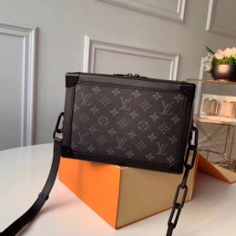 Replica Louis Vuitton Dark Brown Monogram Black Trim Soft Trunk