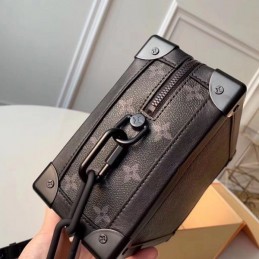 Replica Louis Vuitton Dark Brown Monogram Black Trim Soft Trunk