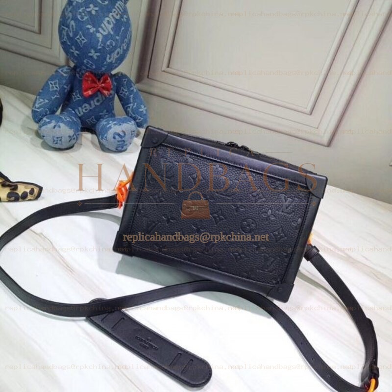 Replica Louis Vuitton Black Embossed Monogram Soft Trunk