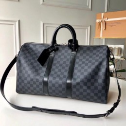 Replica Louis Vuitton Black Damier Graphite Keepall Bandouliere 45