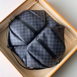 Replica Louis Vuitton Black Damier Graphite Keepall Bandouliere 45