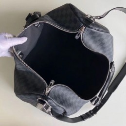 Replica Louis Vuitton Black Damier Graphite Keepall Bandouliere 45