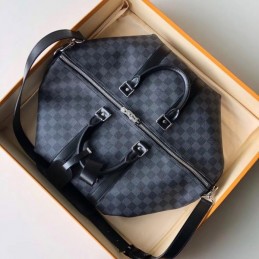 Replica Louis Vuitton Black Damier Graphite Keepall Bandouliere 45