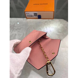 Replica Louis Vuitton Pink Embossed Monogram Chain Key Pouch