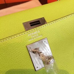 Replica Hermes Lime Green Kelly 32 Palladium Hardware Bag