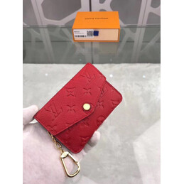 Replica Louis Vuitton Red Embossed Monogram Chain Key Pouch
