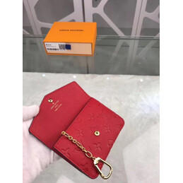 Replica Louis Vuitton Red Embossed Monogram Chain Key Pouch
