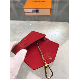 Replica Louis Vuitton Red Embossed Monogram Chain Key Pouch