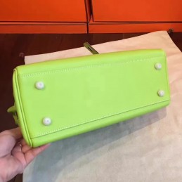 Replica Hermes Lime Green Kelly 32 Palladium Hardware Bag
