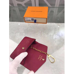 Replica Louis Vuitton Burgundy Embossed Monogram Chain Key Pouch