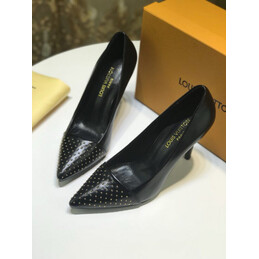 Replica Louis Vuitton Black Studded Pointed-Toe Pumps