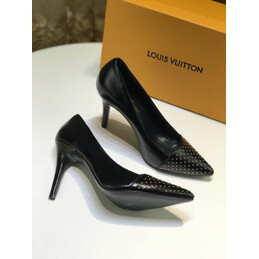 Replica Louis Vuitton Black Studded Pointed-Toe Pumps