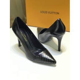 Replica Louis Vuitton Black Studded Pointed-Toe Pumps