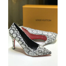 Replica Louis Vuitton White Black Pattern Pointed-Toe Pumps