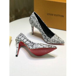Replica Louis Vuitton White Black Pattern Pointed-Toe Pumps