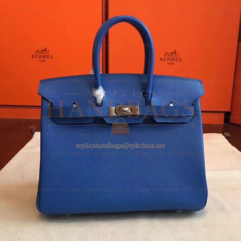 Replica Hermes Blue Birkin 30 Palladium Hardware Bag