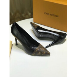 Replica Louis Vuitton Black Gold-Tone Pointed-Toe Pumps
