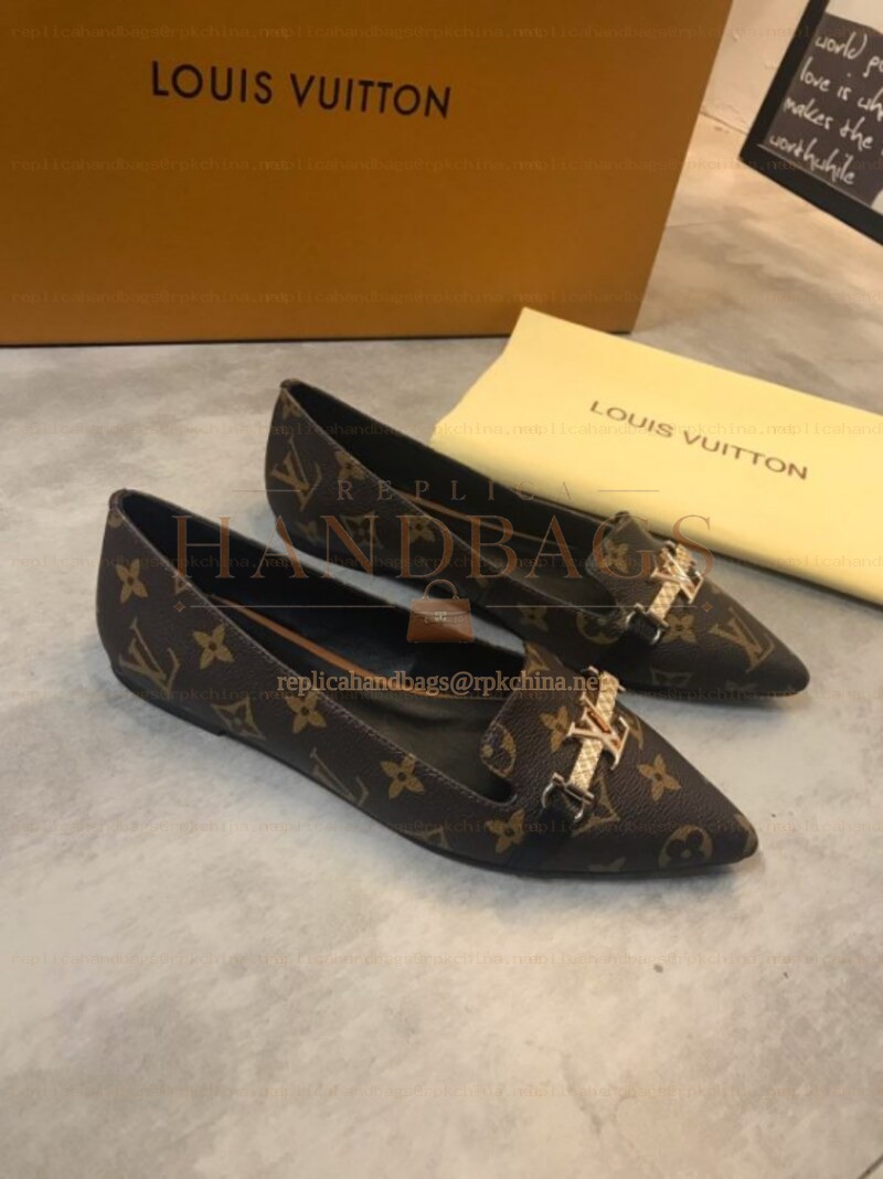 Replica Louis Vuitton Brown Monogram Bow Ballet Flats