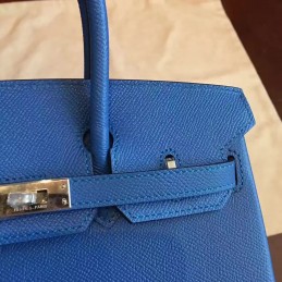 Replica Hermes Blue Birkin 30 Palladium Hardware Bag