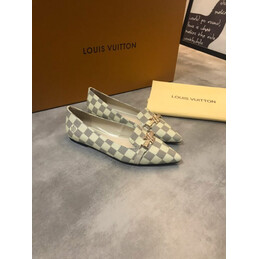 Replica Louis Vuitton White Damier Azur Bow Ballet Flats