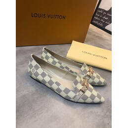 Replica Louis Vuitton White Damier Azur Bow Ballet Flats