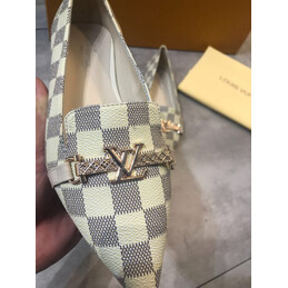 Replica Louis Vuitton White Damier Azur Bow Ballet Flats