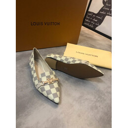 Replica Louis Vuitton White Damier Azur Bow Ballet Flats