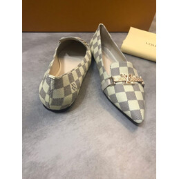 Replica Louis Vuitton White Damier Azur Bow Ballet Flats